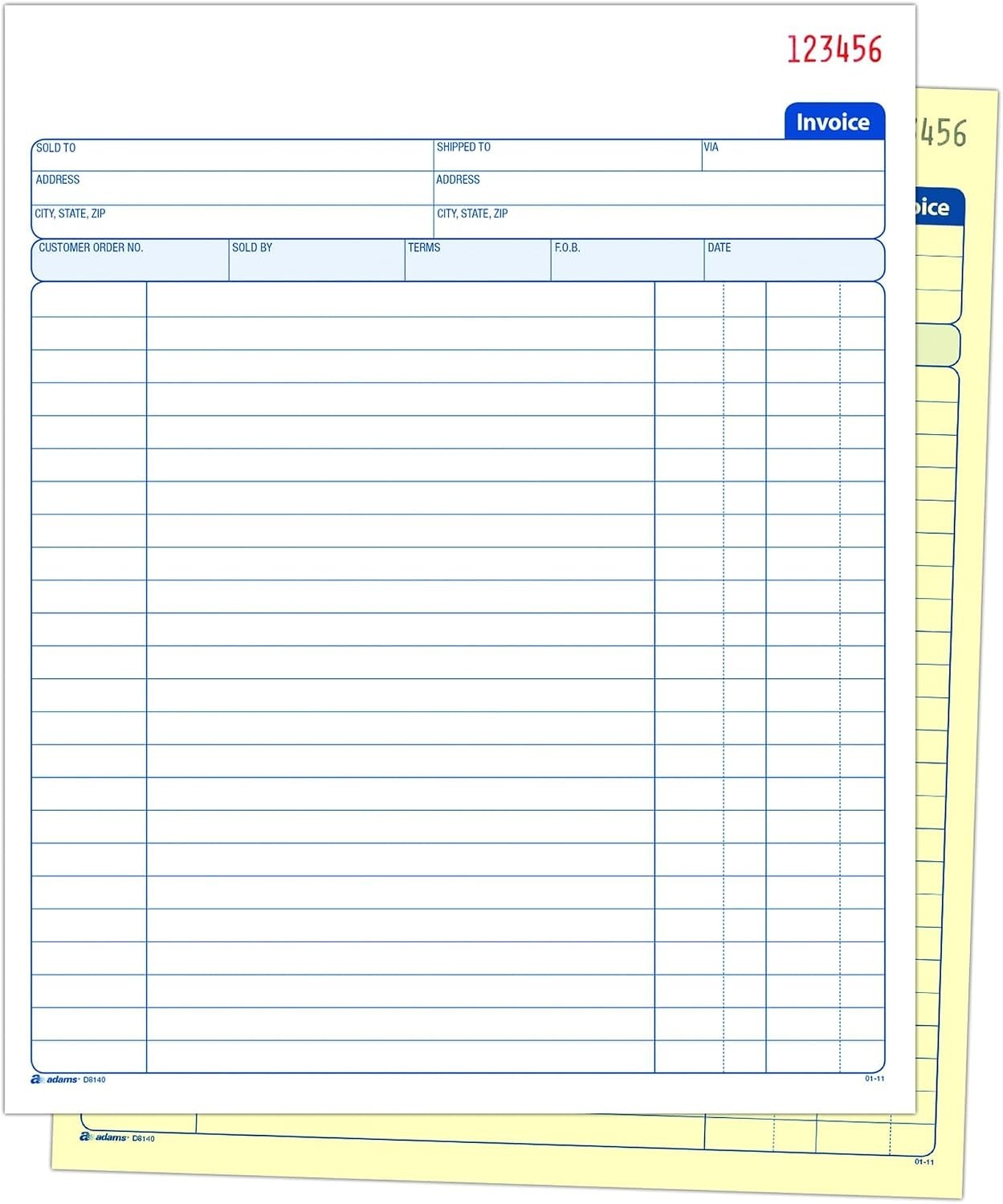 Invoice Book, 8-3/8 x 10-11/16 Inches, 2-Part, Carbonless, White/Canary, 50 S…