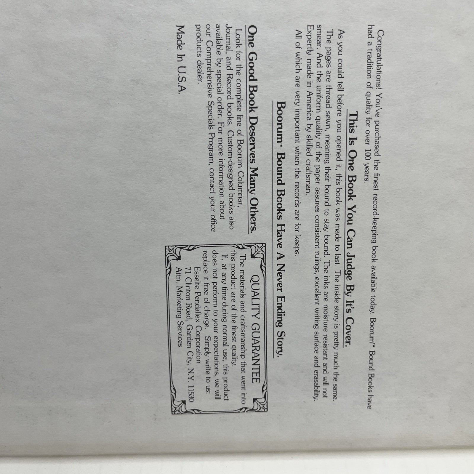Boorum & Essetle Account Book Journal Ruling 67-1/8 300 Page Mssng pg 3-8 Marks