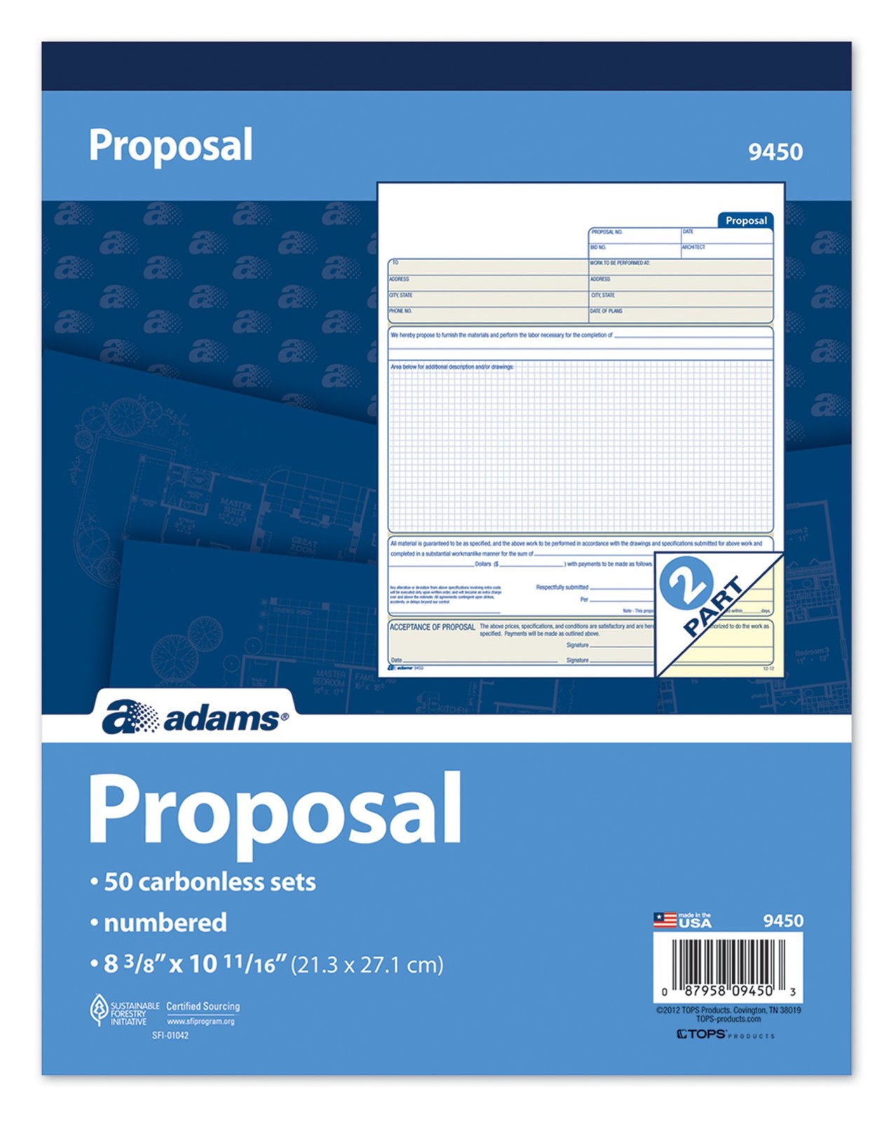 Adams Carbonless Duplicate Proposal Book 50 Sets Office Business Forms