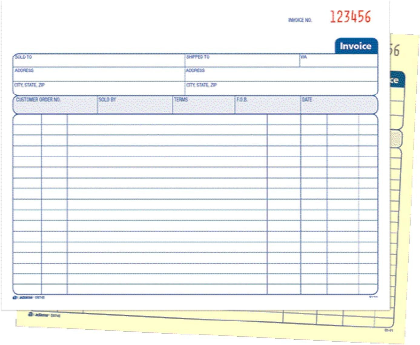 Invoice Book, 2 Part, Carbonless, 8.38 X 7.19 Inches, 50 Sets per Book, White an