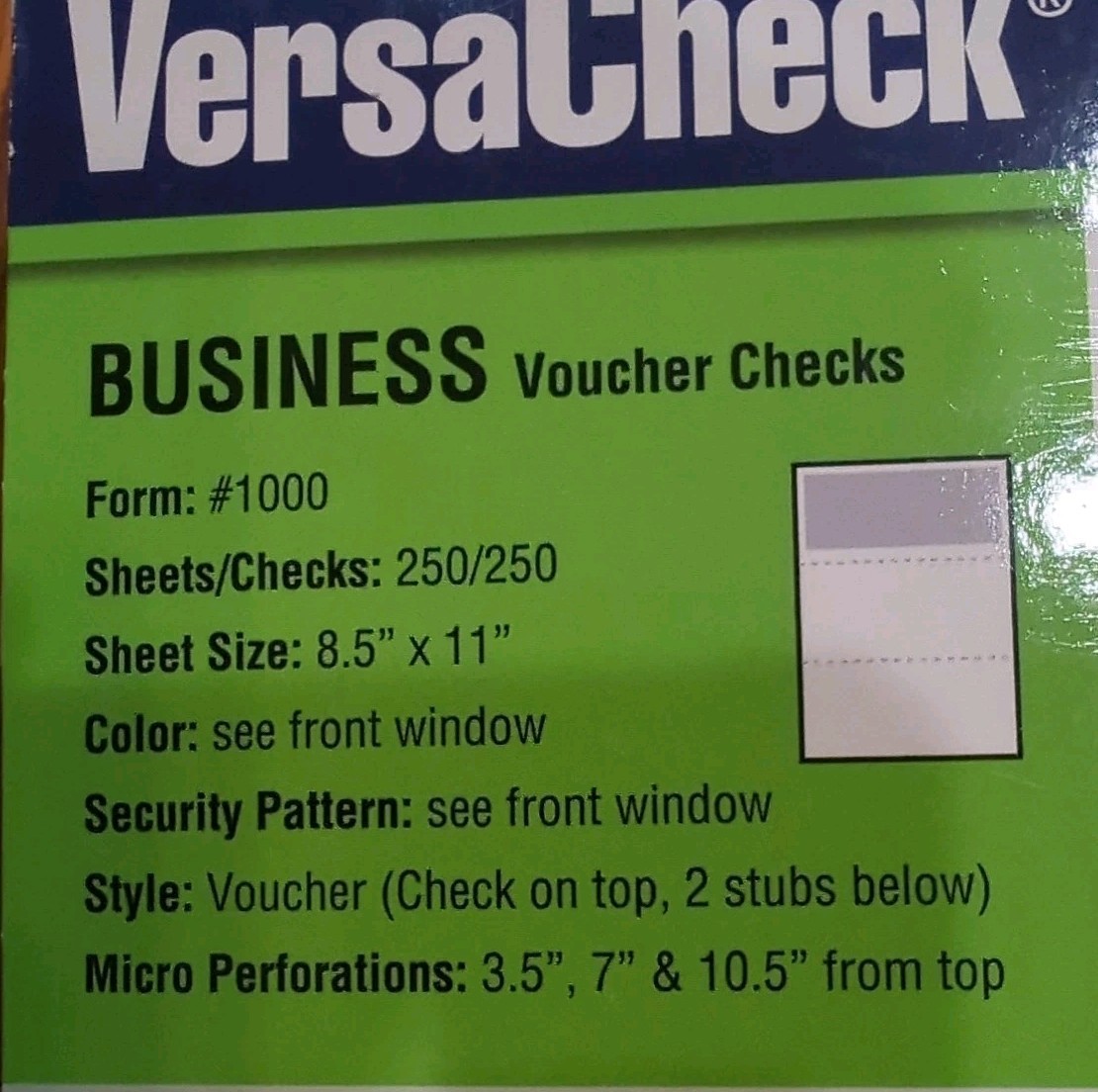 VersaCheck Security Checks – 250 PINK Blank Business Voucher Check on TOP