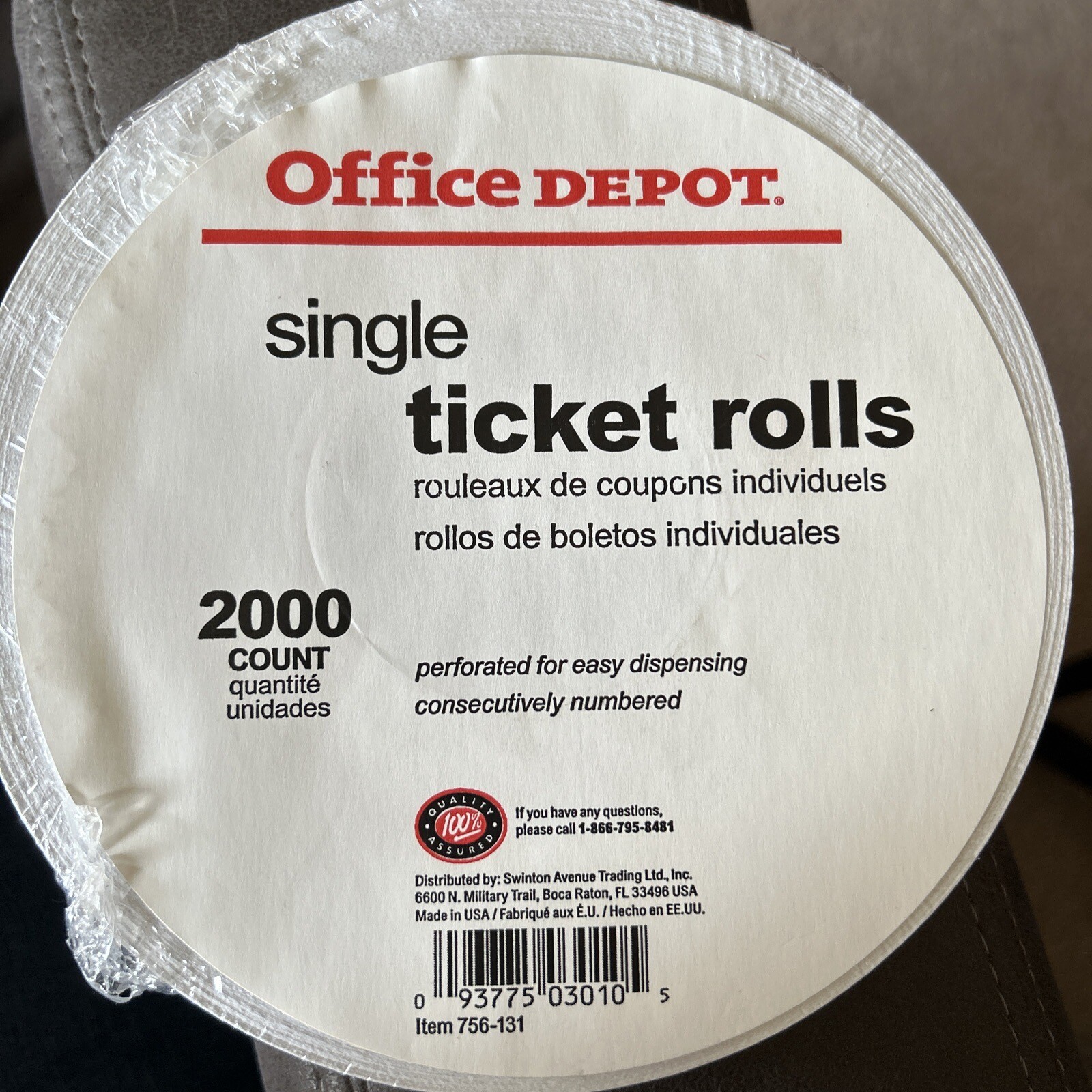 2000 Ticket Rolls, Single Tickets Roll Office Depot Admit One Admission Tickets