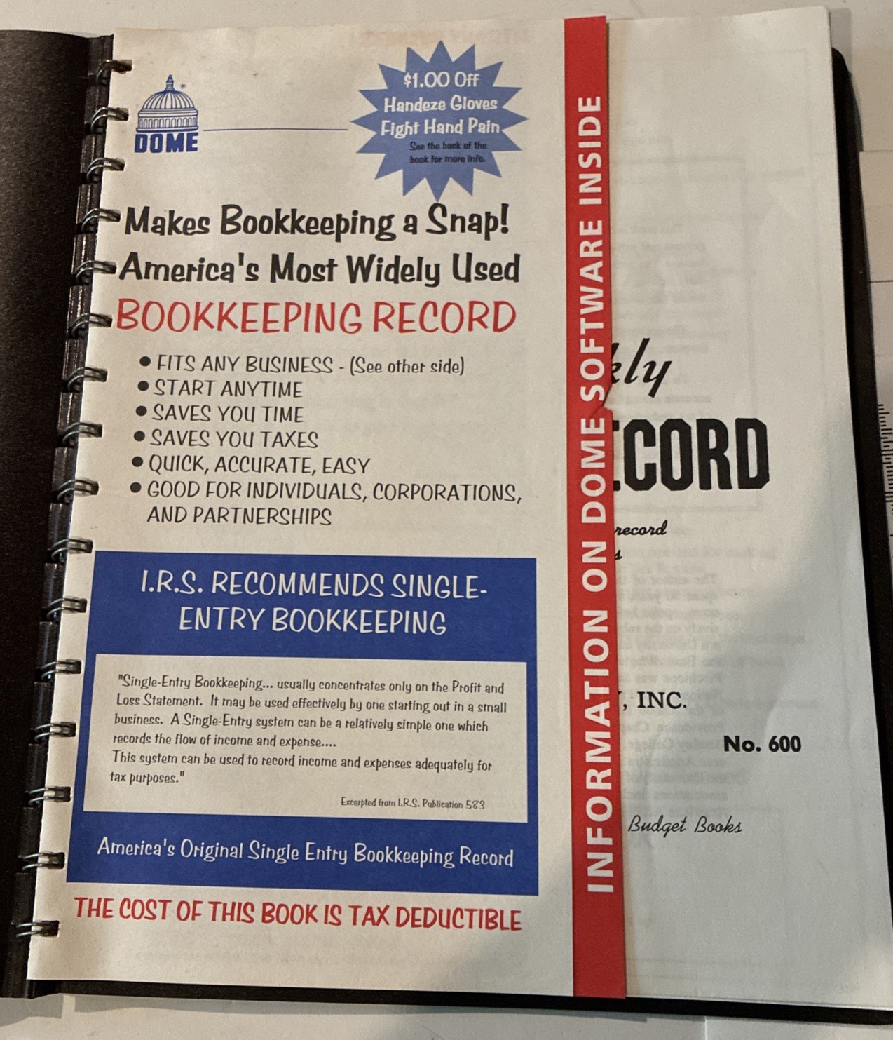 Dome Bookkeeping Record Book (dom-600) New
