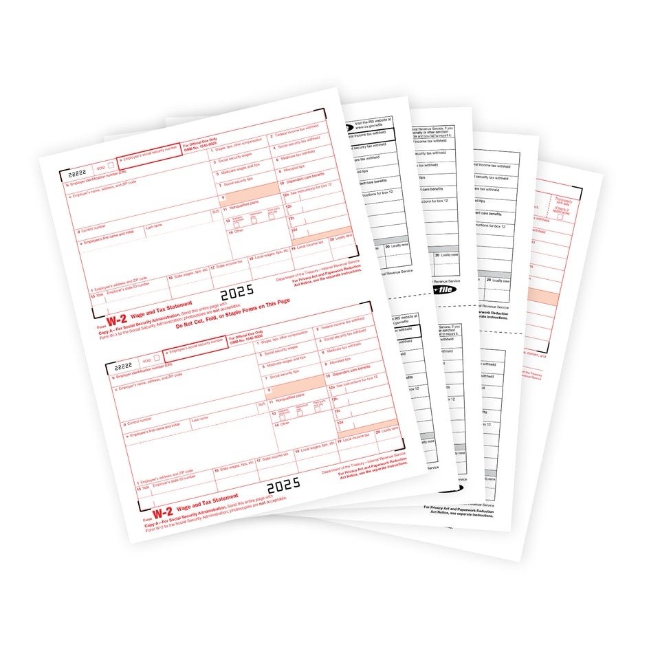 2025 Blue Summit Supplies Tax Forms, W2 4-Part Tax Forms Kit, 25 Forms