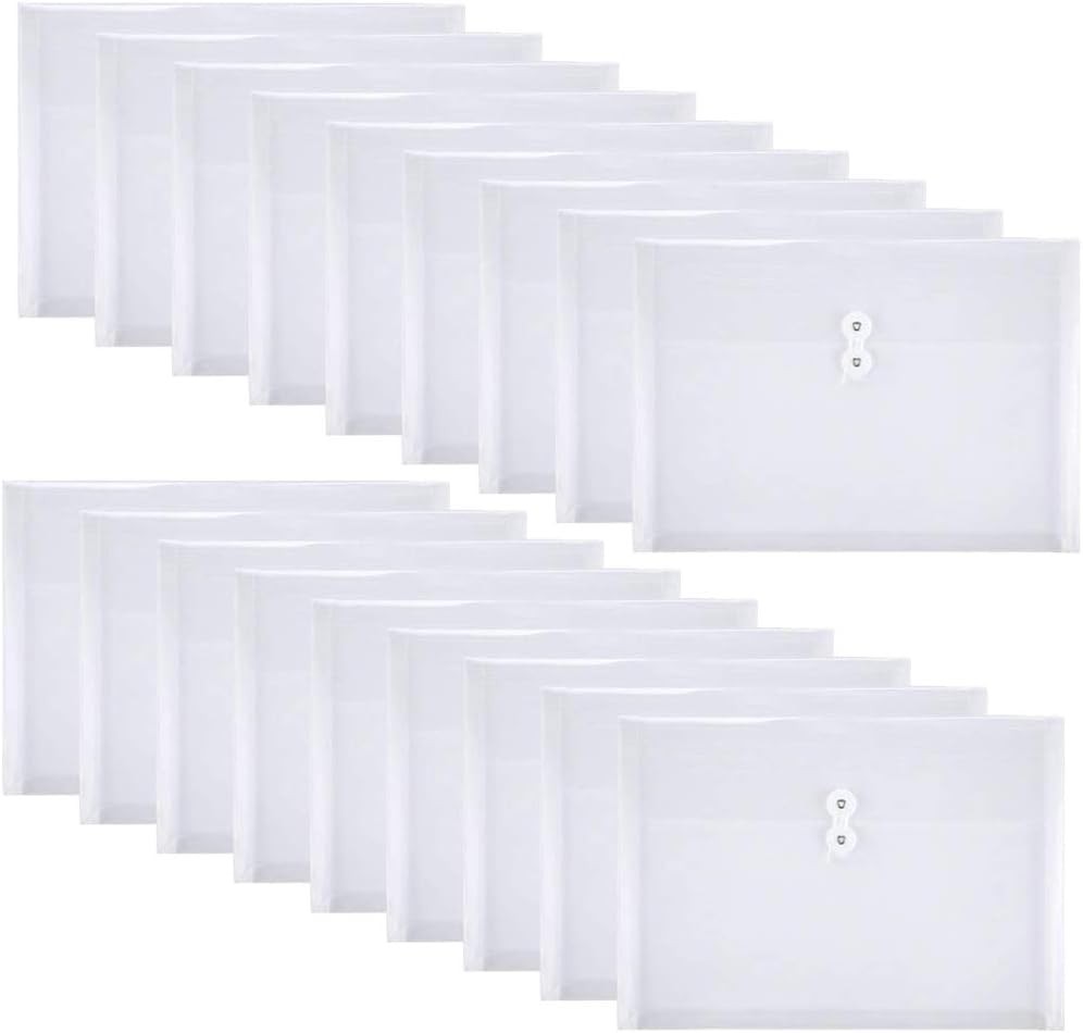 18 Packs Legal Size Plastic Filing Envelopes Clear File Folders with 18pcs