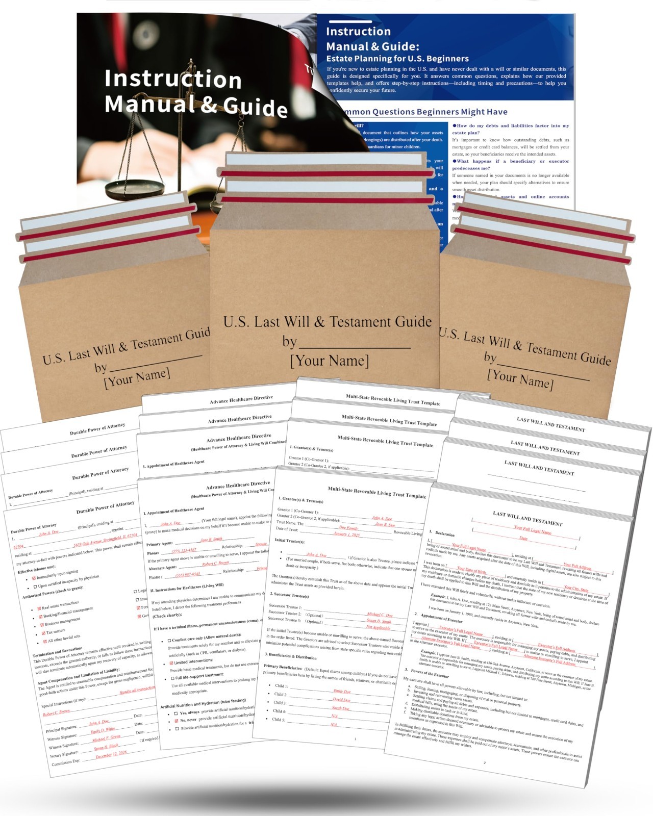 4-in-1 Estate Planning Kit: Last Will, Living Trust & Power of Attorney Forms –