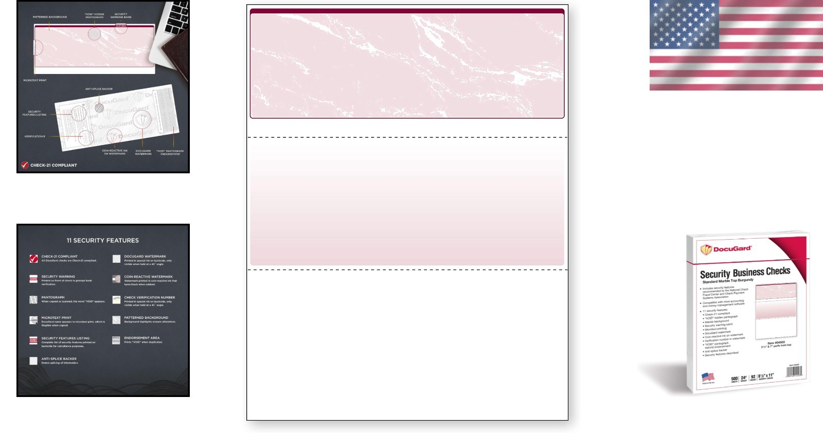 Professional Burgundy Marble Business Checks – Laser/Inkjet