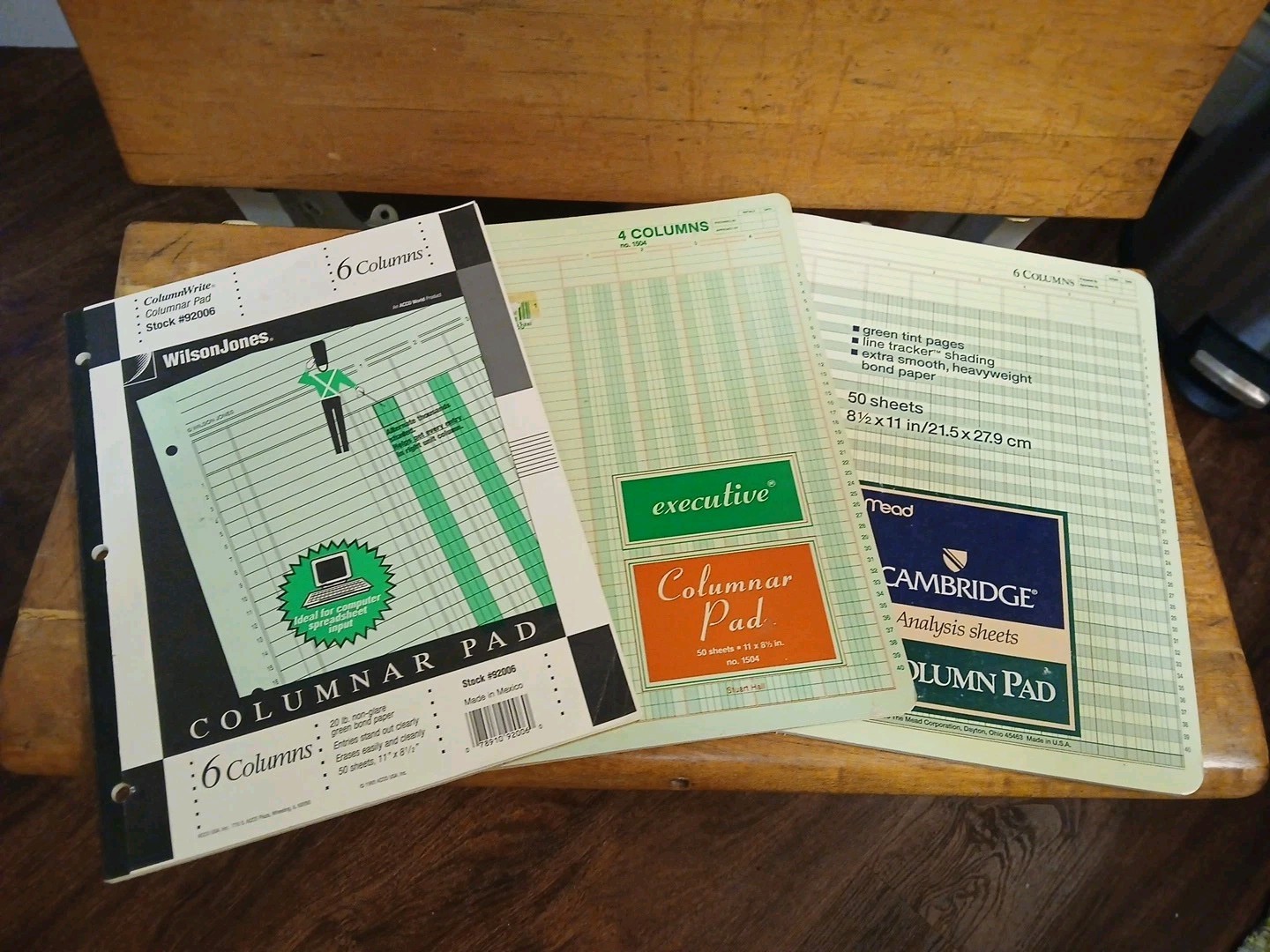Lot of 3 Vintage Wilson Jones/Cambridge/ ExecutiveColumnar Pads 4&6 Column