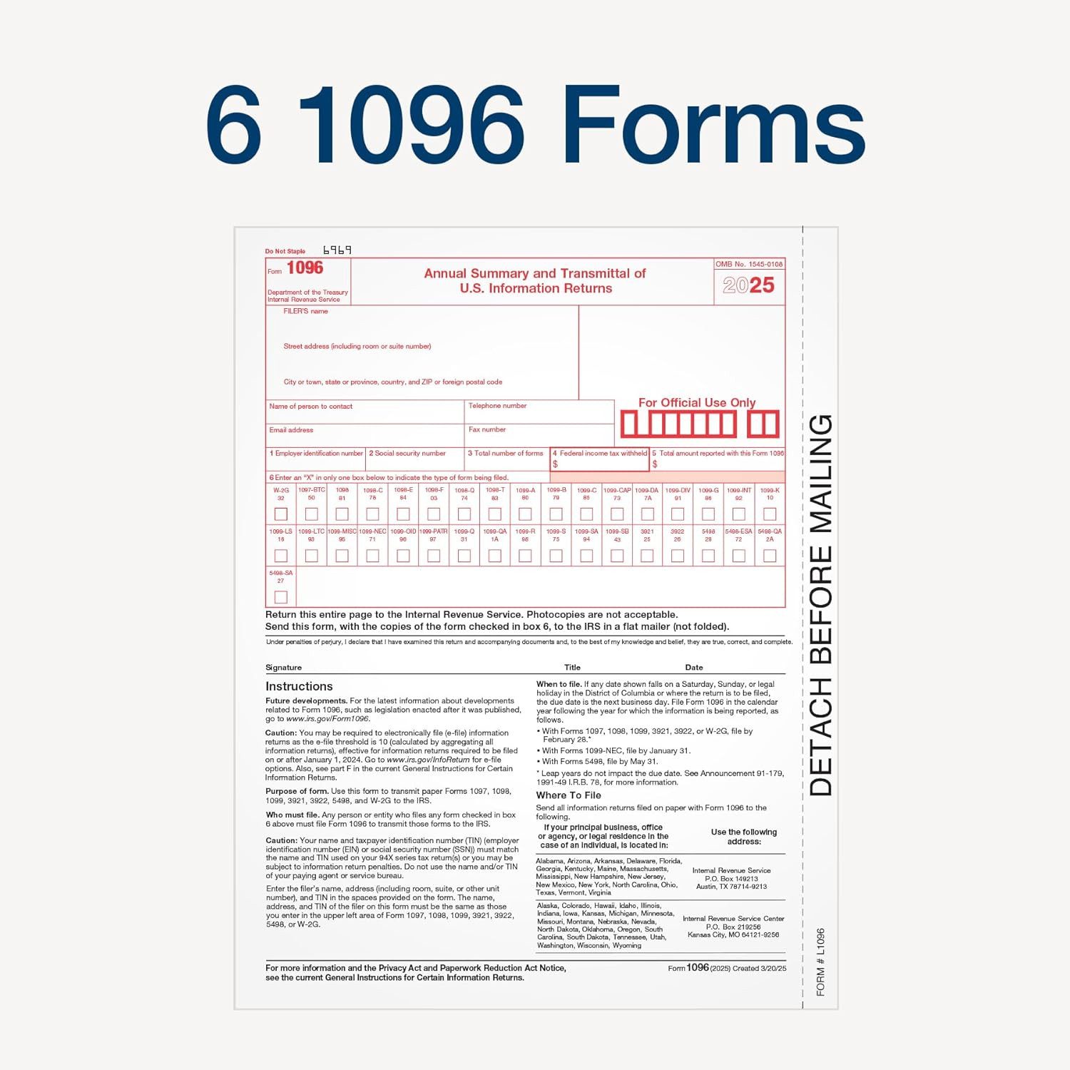 Adams 1099 NEC Forms 2025, 3-Part Kit for 50 Recipients, Includes 50 Envelopes,