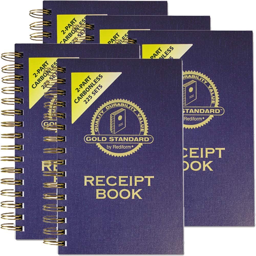 Carbonless Money Receipt Book – Two-Part, 8.5×5.5″, 3 Receipts/Page, 5 Pack