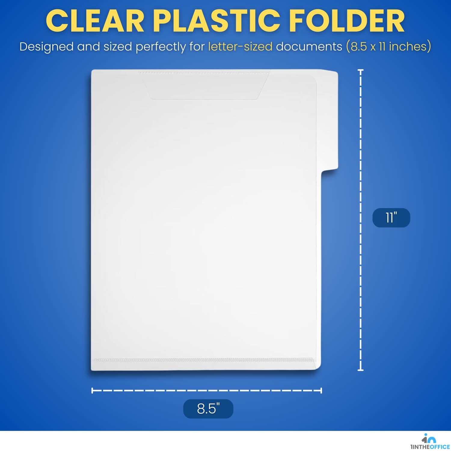 1InTheOffice Clear Plastic Folder Letter Size, Poly File 3 Tab,