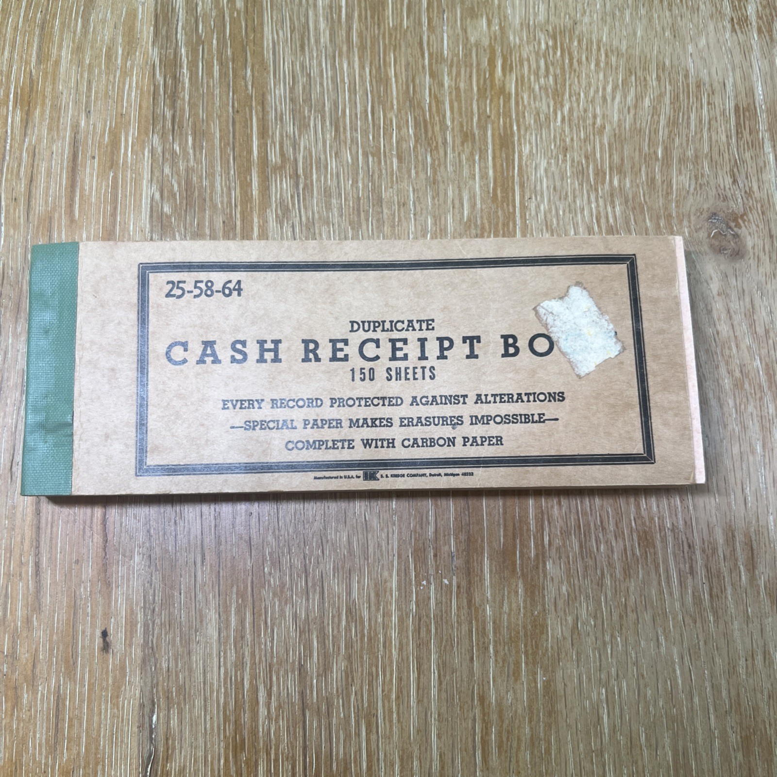 Vintage Duplicate Cash Receipt Book w/Carbon Paper 95% Full