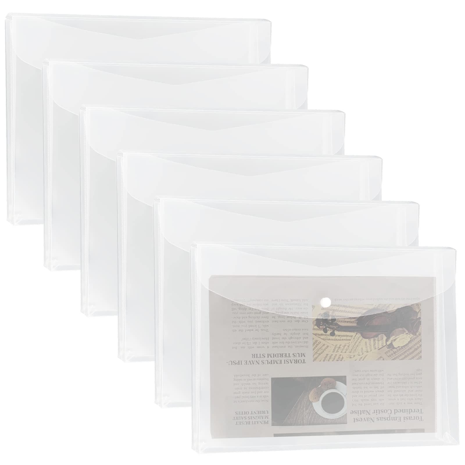Plastic Legal Size Envelopes with Snap Closure,Clear Poly 6pcs-white