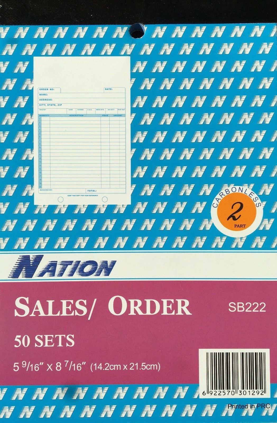 Sales Order Books Carbonless 50 Sets 2 Parts 5 9/16″ x 8 7/16″ 20 BOOKS