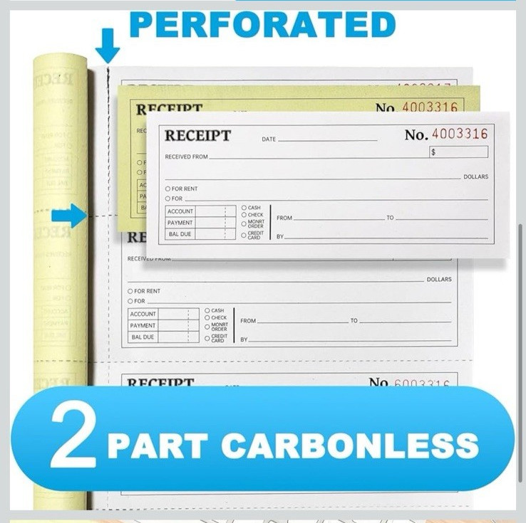 6 Pack Large Cash Rent Receipt Books Better Office Products 2 Part Carbonless