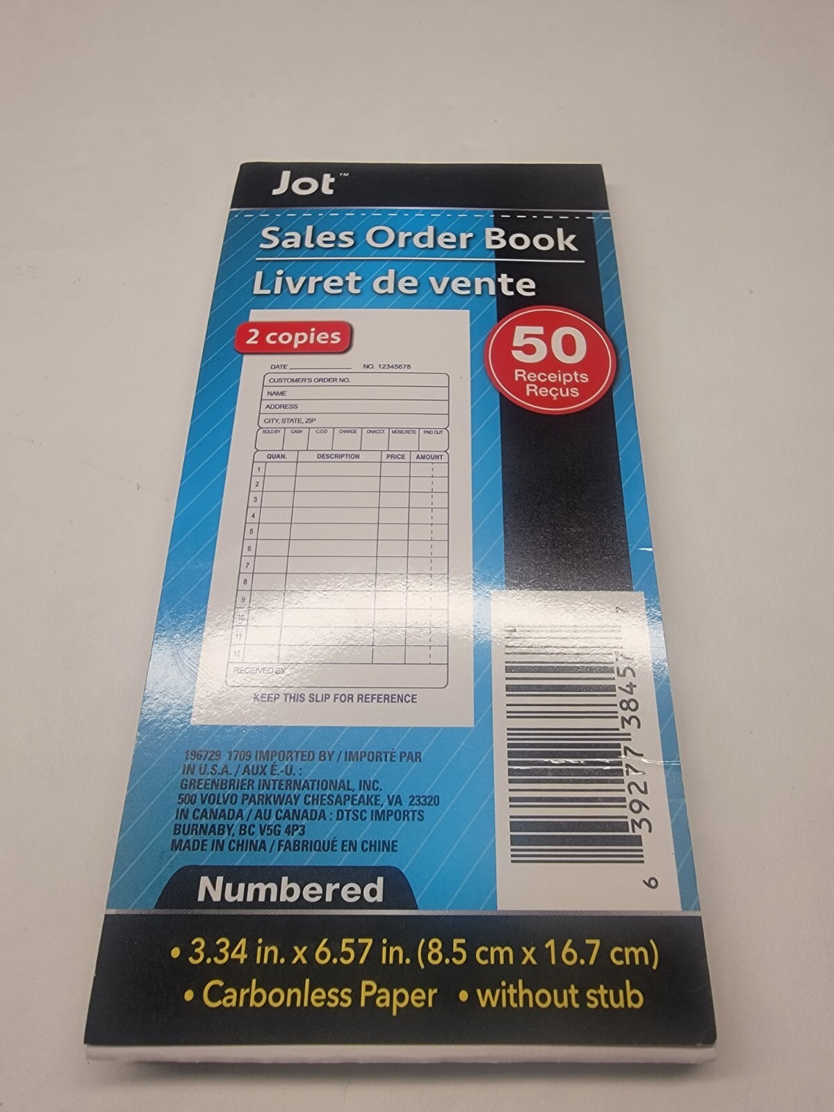 Adams Sales Order Books for Business, 2 Part Carbonless book 50 slips