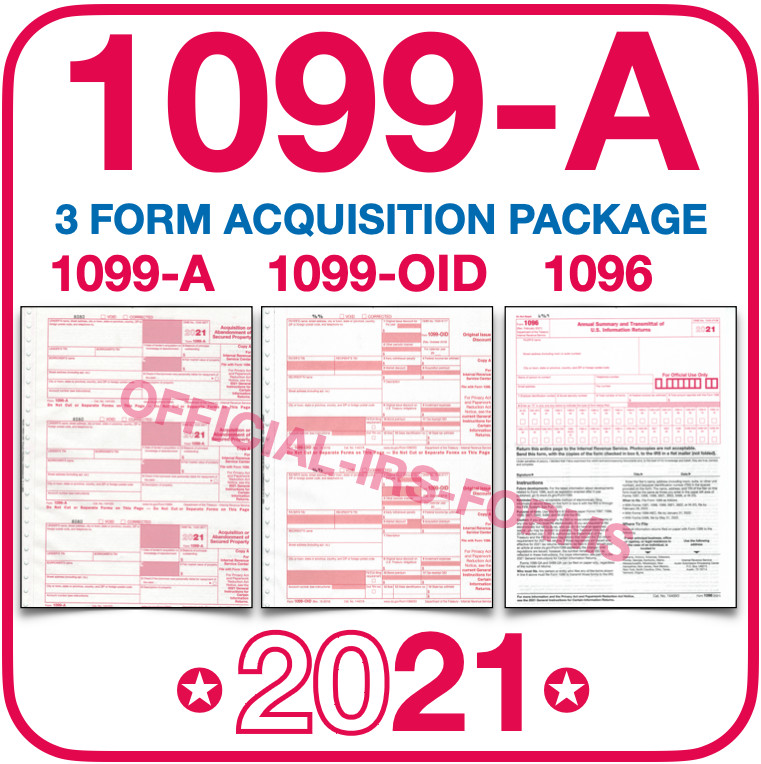 1099A ✪2021✪ IRS 3 Form Acquisition Package; 1099-A, 1099 OID, 1096,