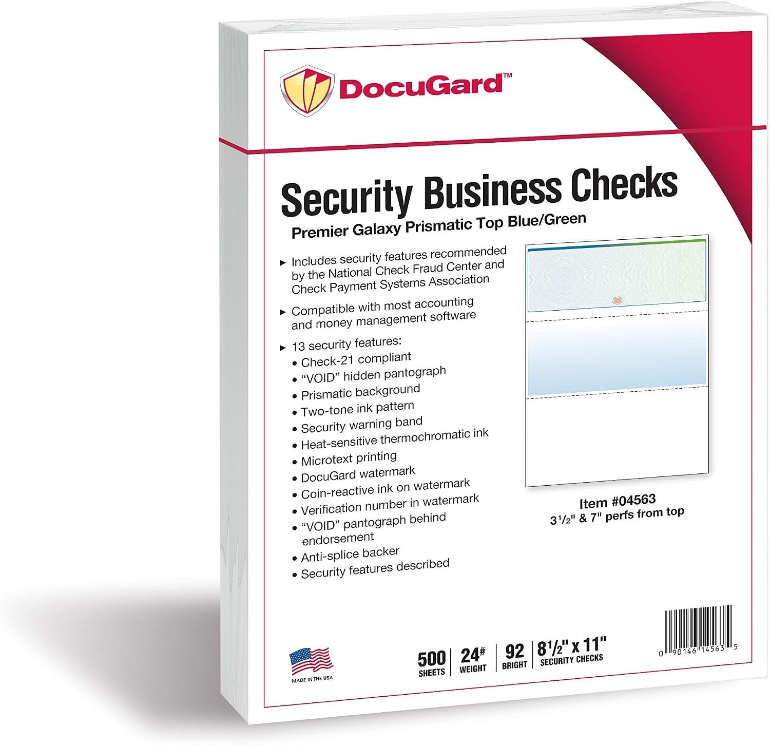 Premier Blue/Green Galaxy Check Paper – 500 High Security Checks for Businesses