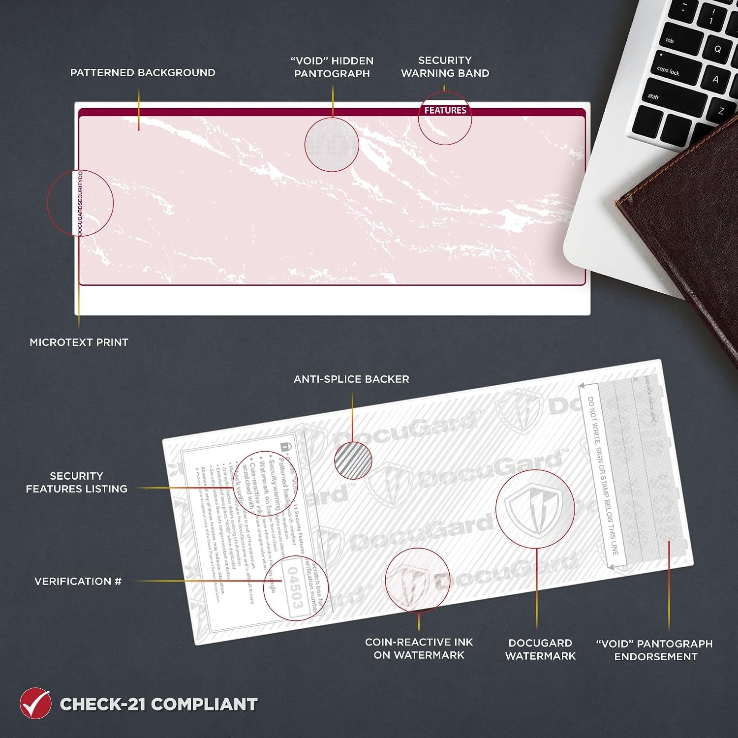 Professional Burgundy Marble Business Checks – Laser/Inkjet