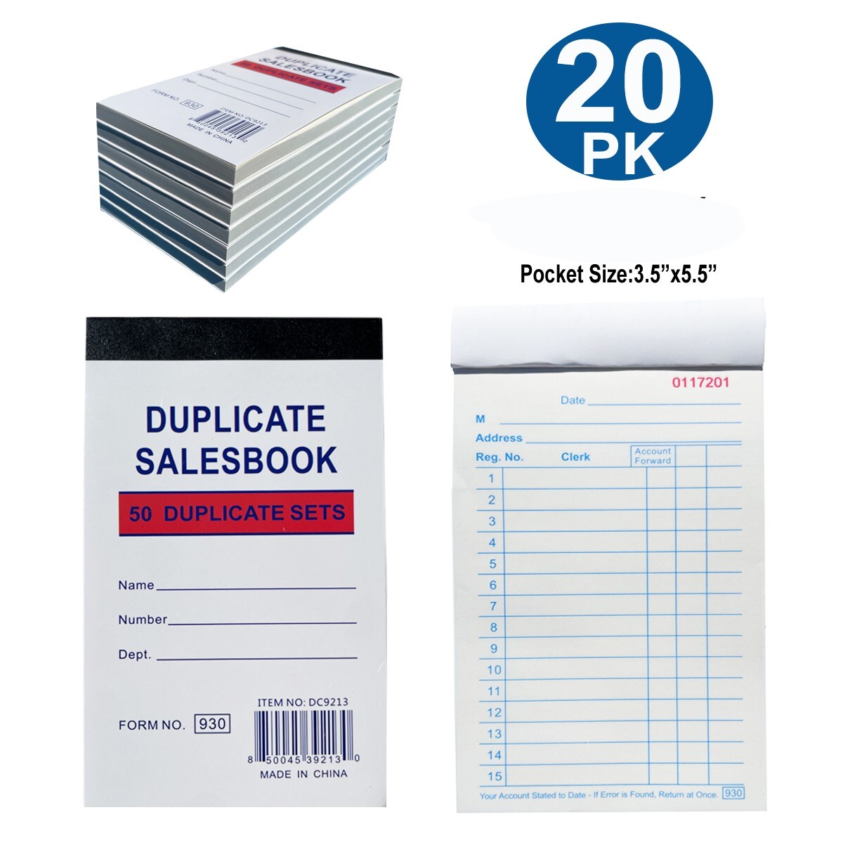 Lot of 20 – 50 Sets 3.5″ X 5.5″ Sales Book Order Receipt Invoice Carbonless Copy