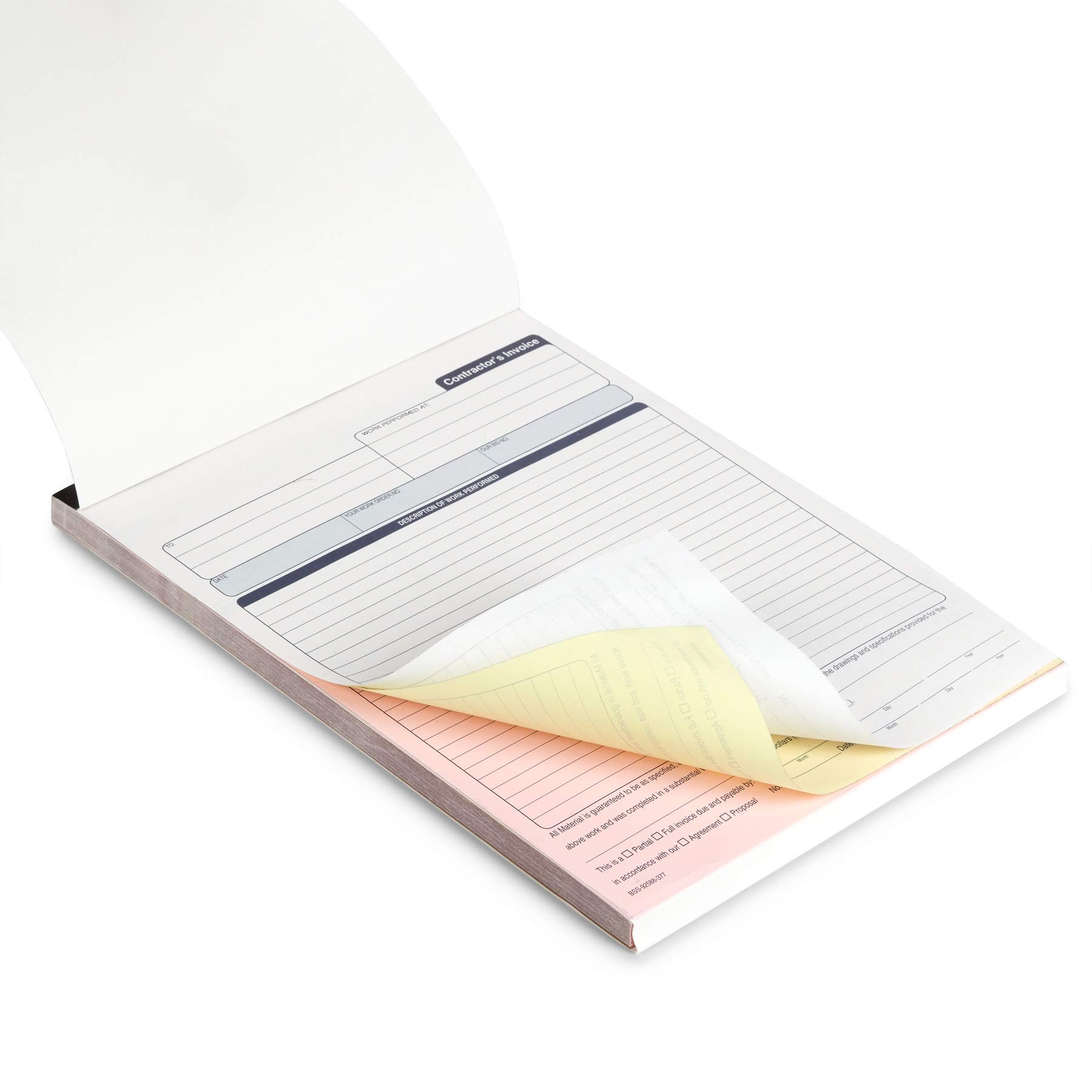 Contractor’s Invoice Book 3 Part Carbonless Forms 50 Full Page Receipts