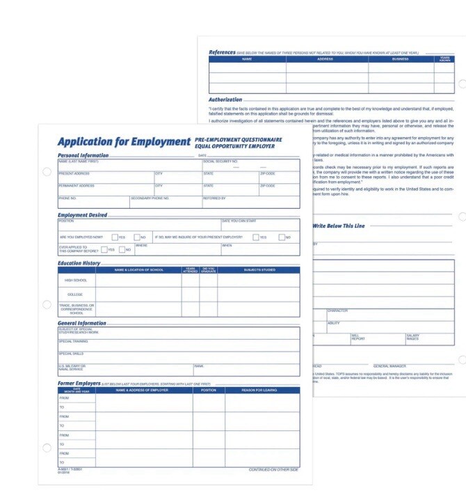 Adams New Employee Information Forms, 50 Forms, HR117 ( 2pk)