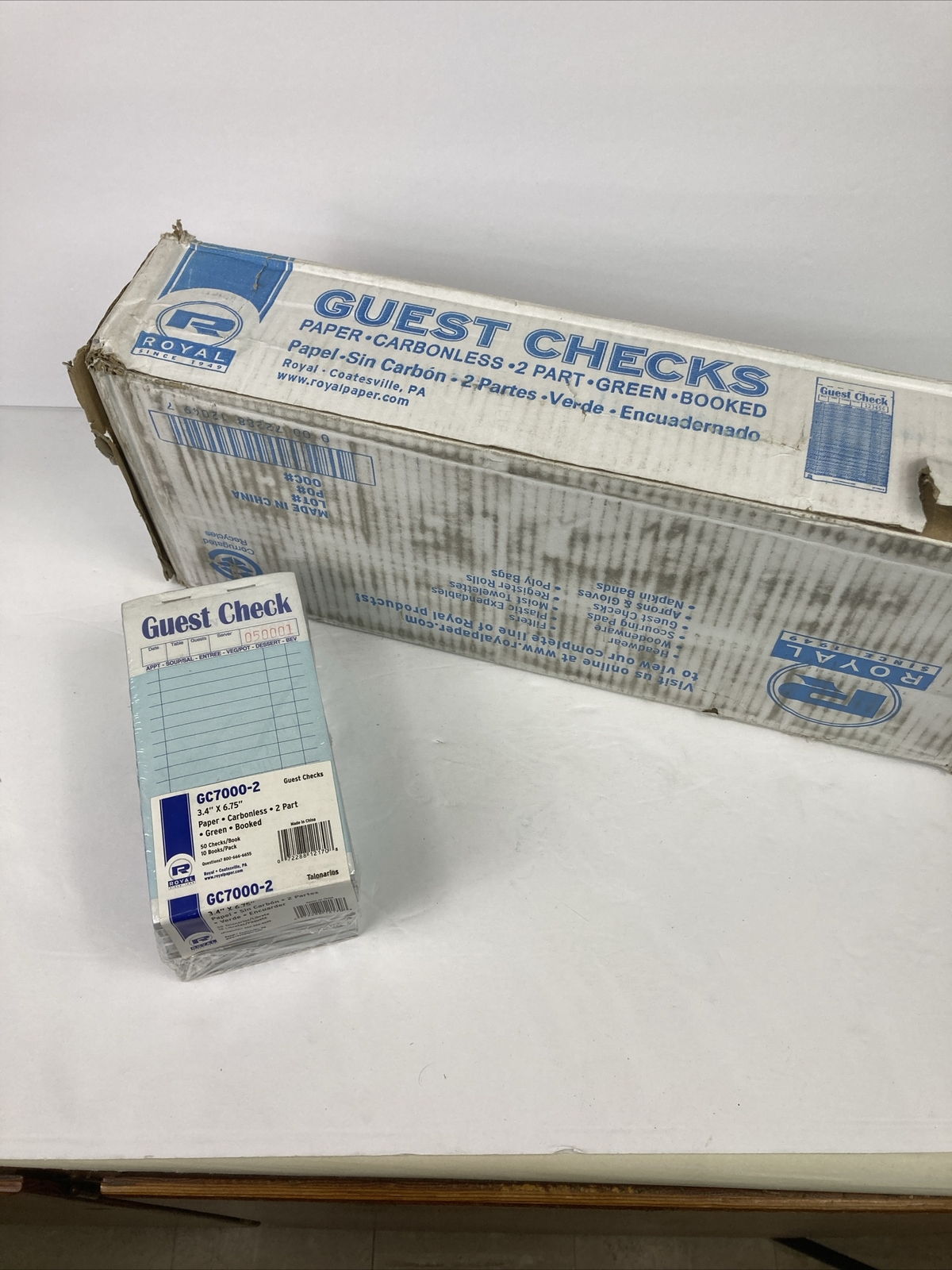 Royal Guest Check Book Carbonless Duplicate 3.4”x 6.75” 50/Book 50 2500 Total