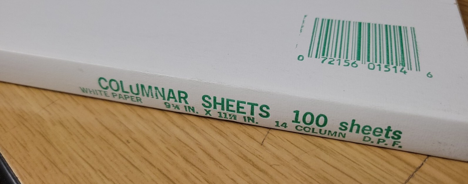 Boorum 100 Sheets Columnar Accounting Sheets 14 Column 9-1/4 x 11-7/8 New in Box