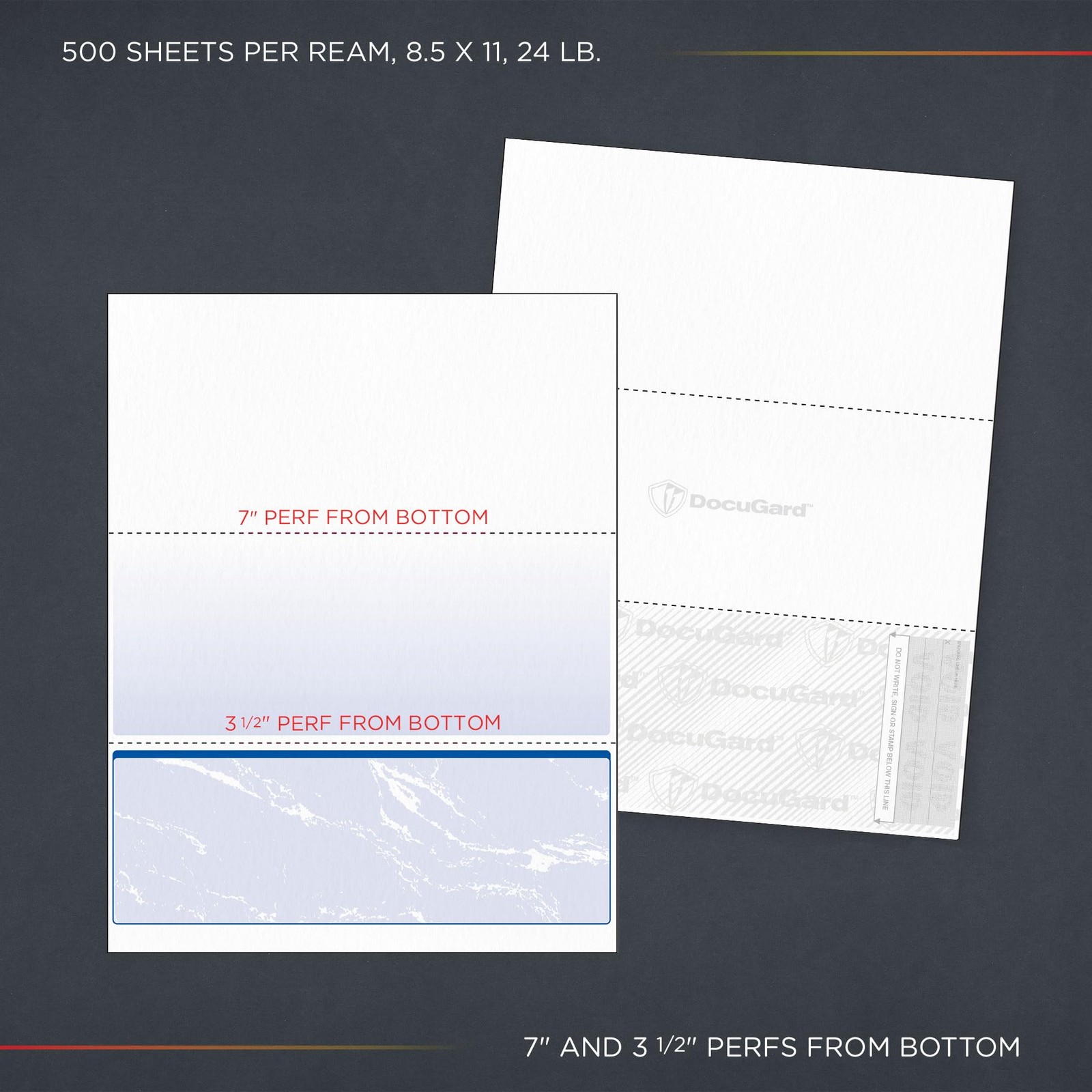 DocuGard Standard Security Check, 11 Features, 8.5 X 11, 500 Sheets, Blue