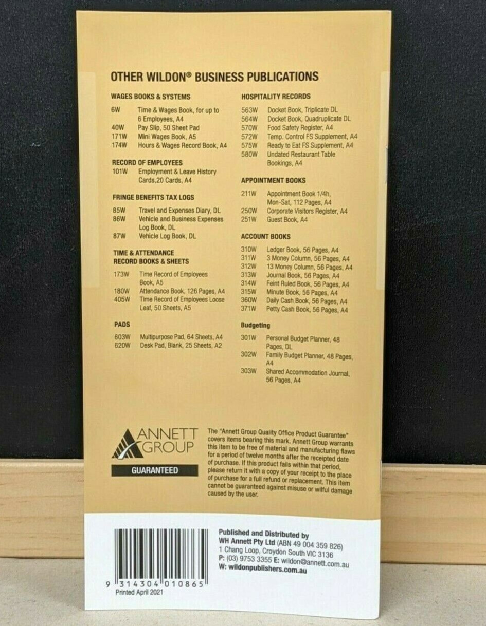 Wildon Vehicle & Business Expense Diary Log B00K Journal 86W WIL086 210x105mm