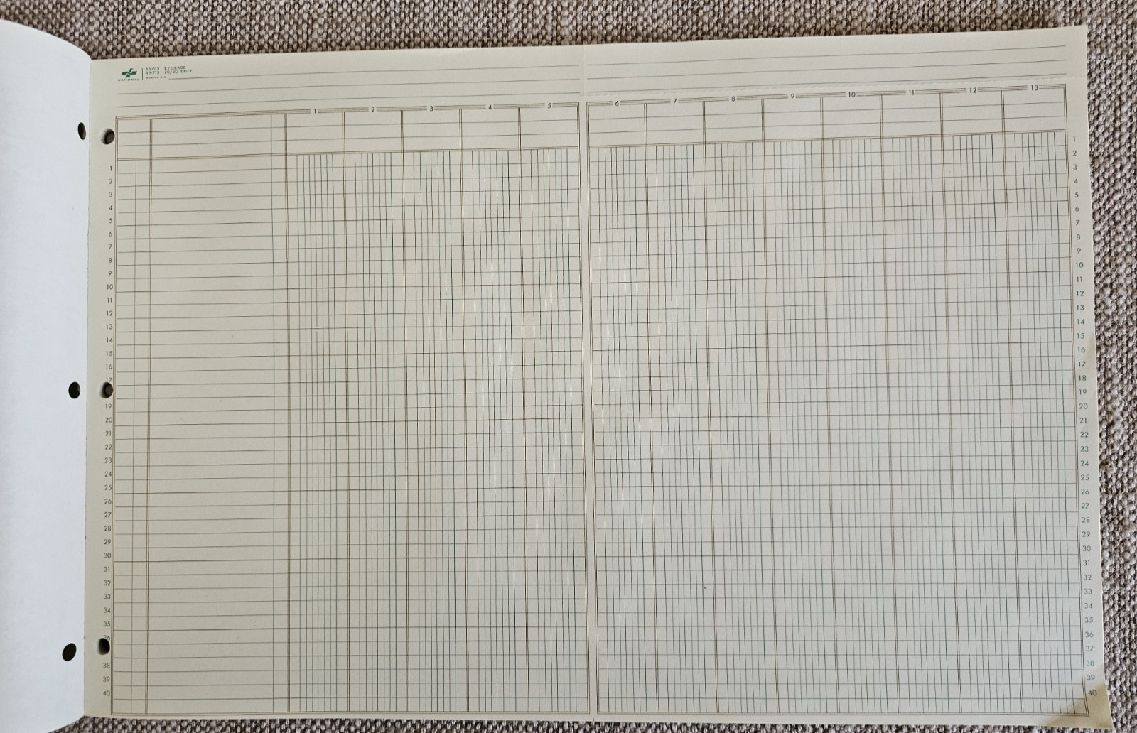 National Brand 45-613 Eye Ease Analysis Pad 13 Columns 35 Sheets 11×16 3/8