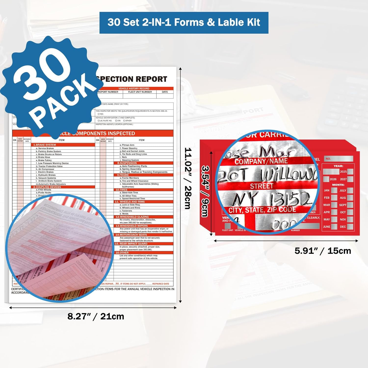 30 Set 2-In-1 Form and Lable Keep Track Organization Kit – 30-Pk Carbonless R…