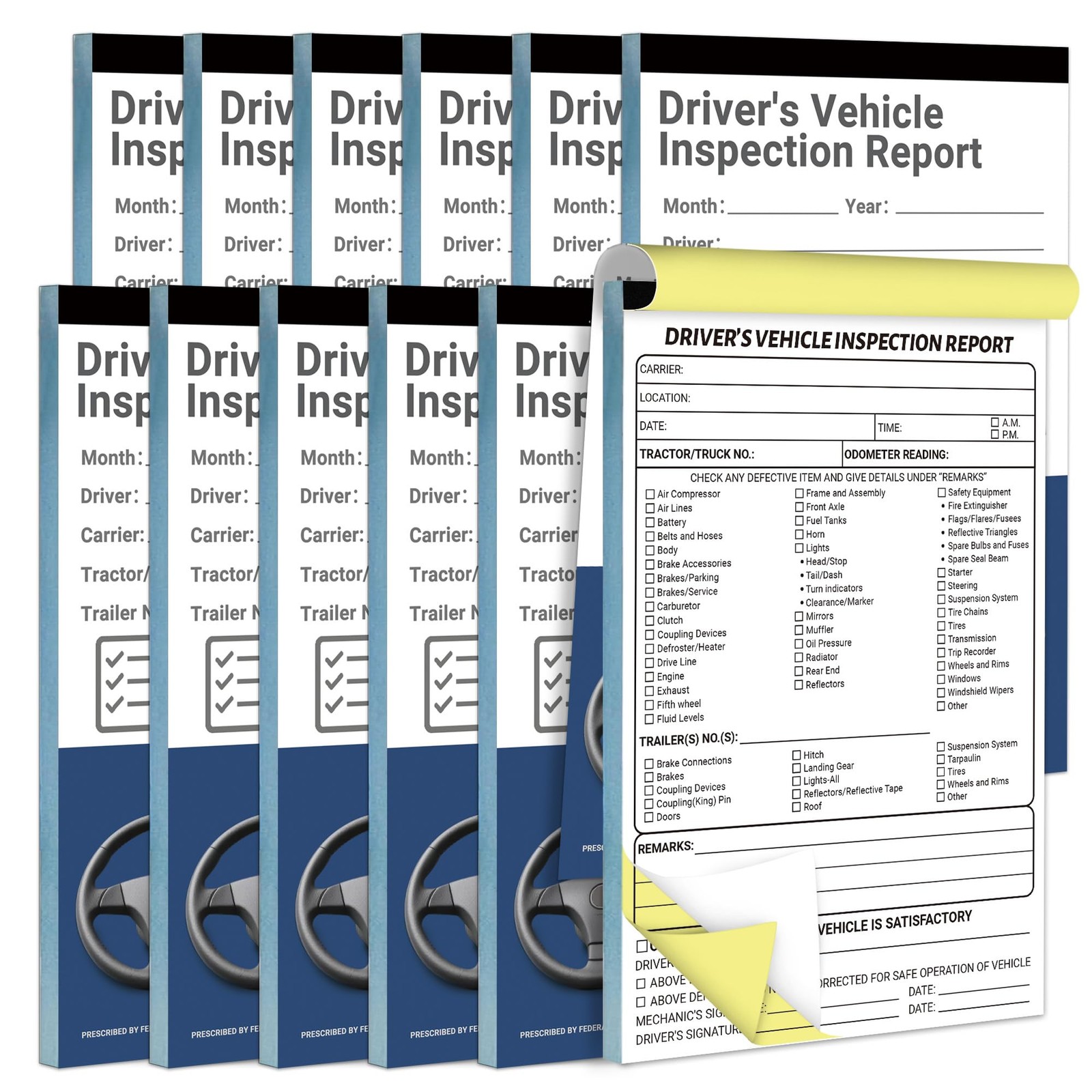 600 Sets Daily Pre Trip Inspection Book for Trucker,2 Part Carbonless,Driver’…