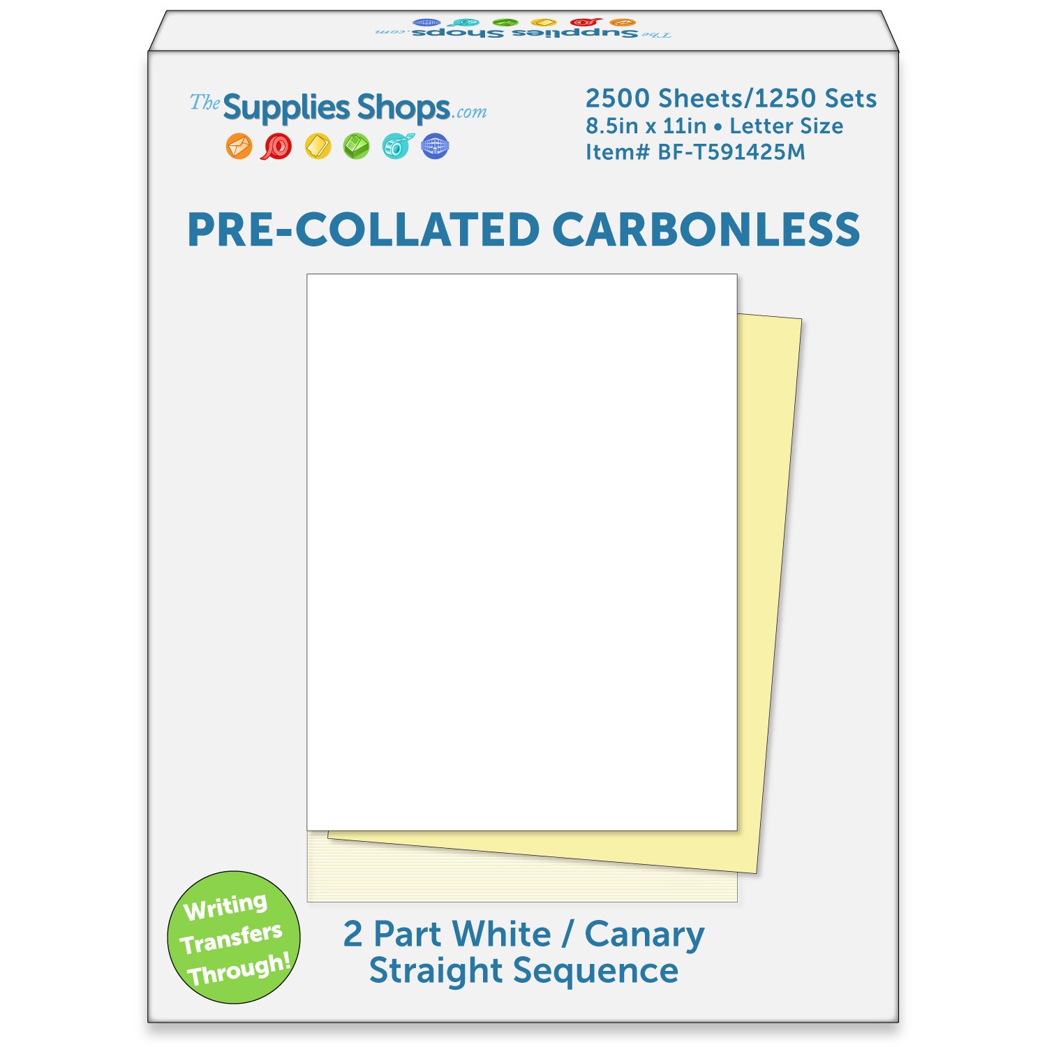 2-Part Straight Sequence White / Canary Pre-Collated Carbonless Paper (Carton