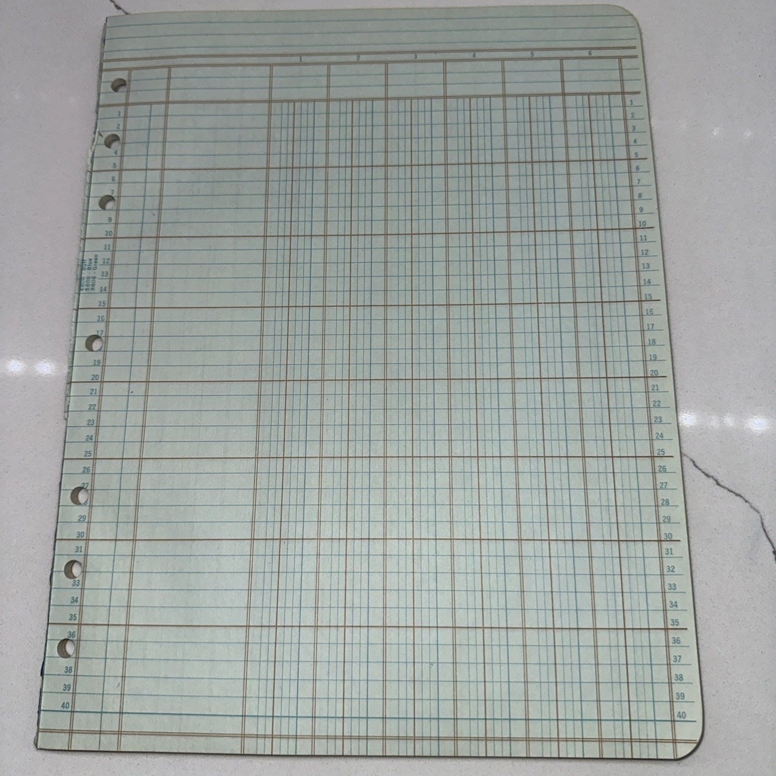 VTG 1968 Wilson Jones Write Columnar Pad Green 6 Columns Accounting Ledger D3
