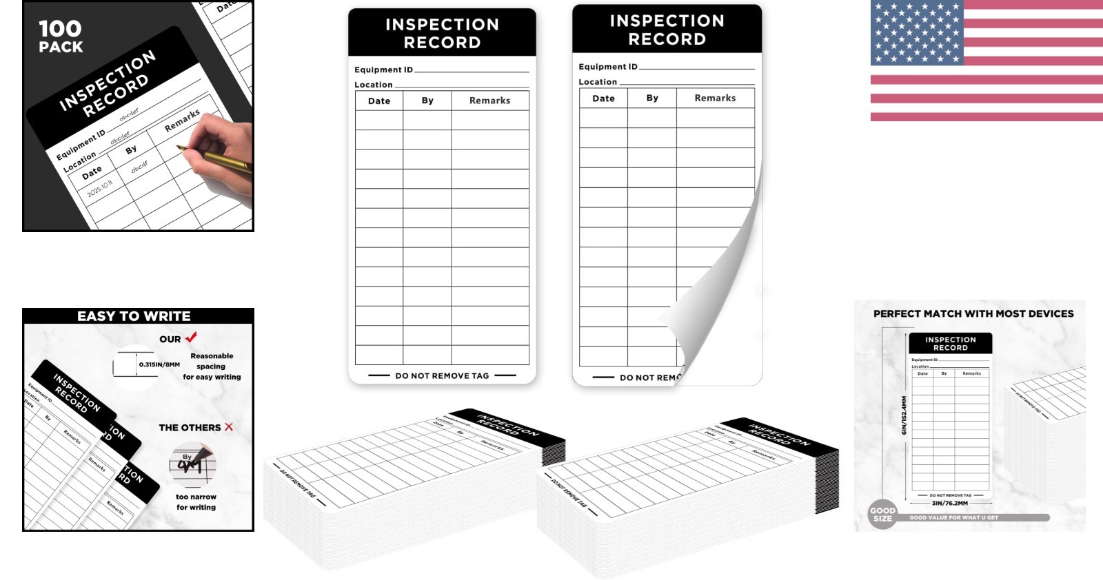 100 Pack Dot Inspection Forms and Stickers,Adhesive Inspection Record Labels …