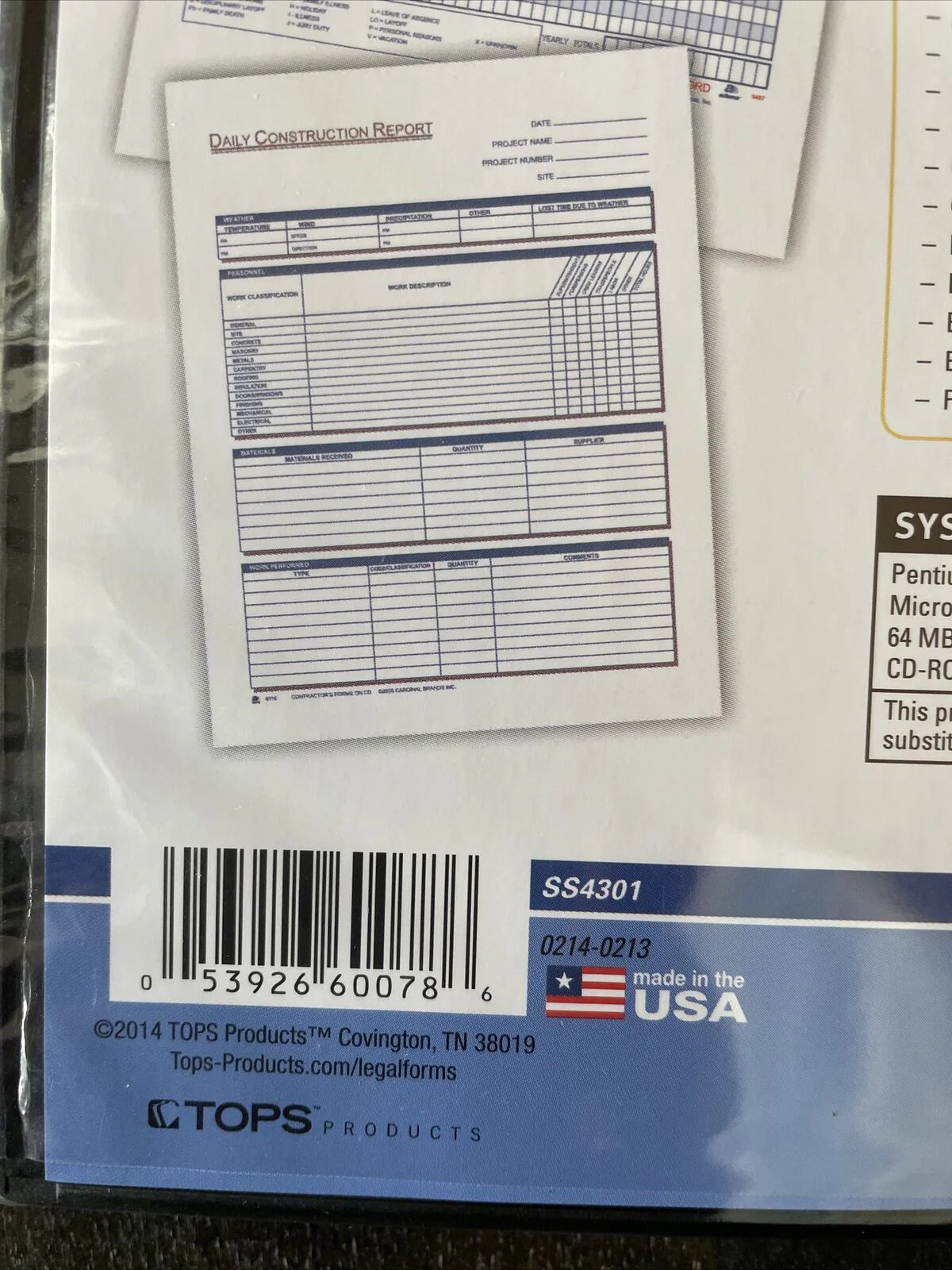 Adams Contractor Forms on CD SS4301 Windows & Macintosh PDF And Excel Sealed