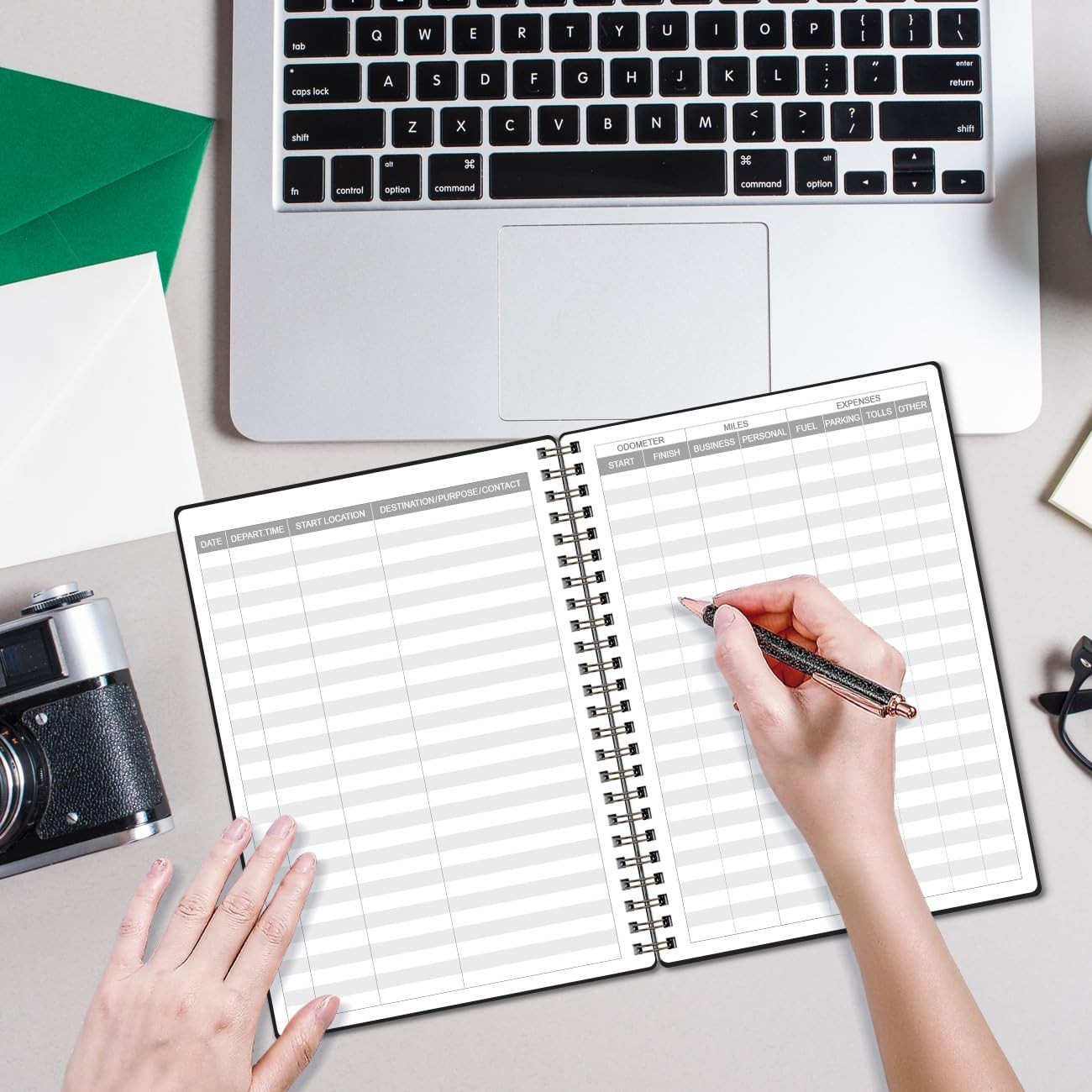 AT-A-GLANCE Auto Mileage Log Book Black