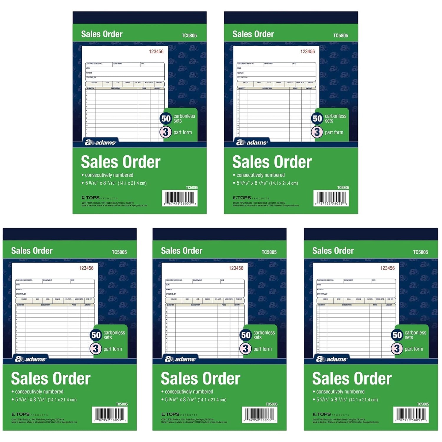 5 Books Sales Order Book, Bound Wraparound Cover