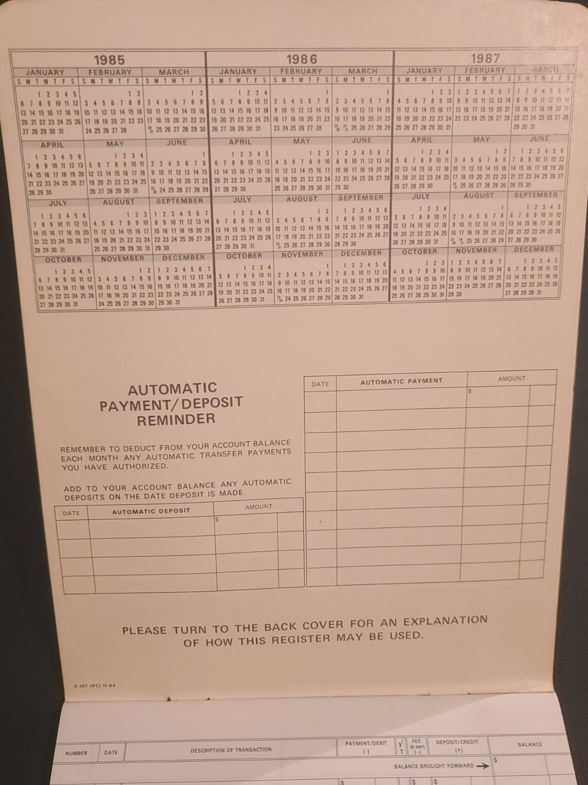 VTG Checking Account Ledger Payment Record Notebook / Check Disbursement Log (B)