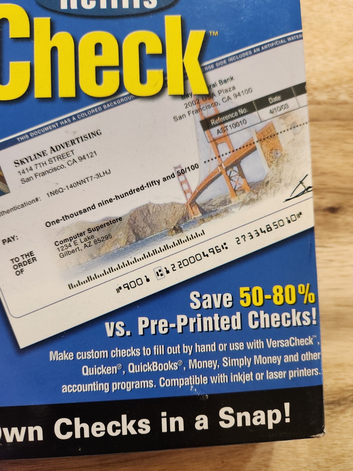 VersaCheck Blank Business Checks Refills: Form #1000 Prestige Style Green