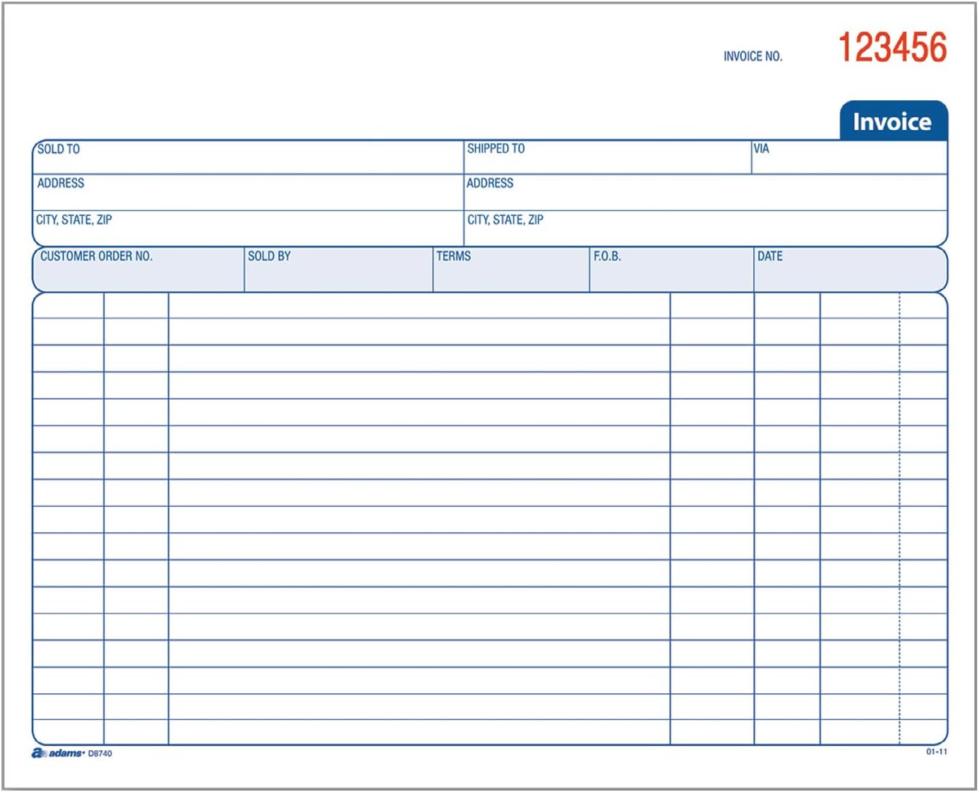Adams Invoice Book, 2 Part, Carbonless, 8.38 X 7.19 Inches, 50 Sets per Book, Wh