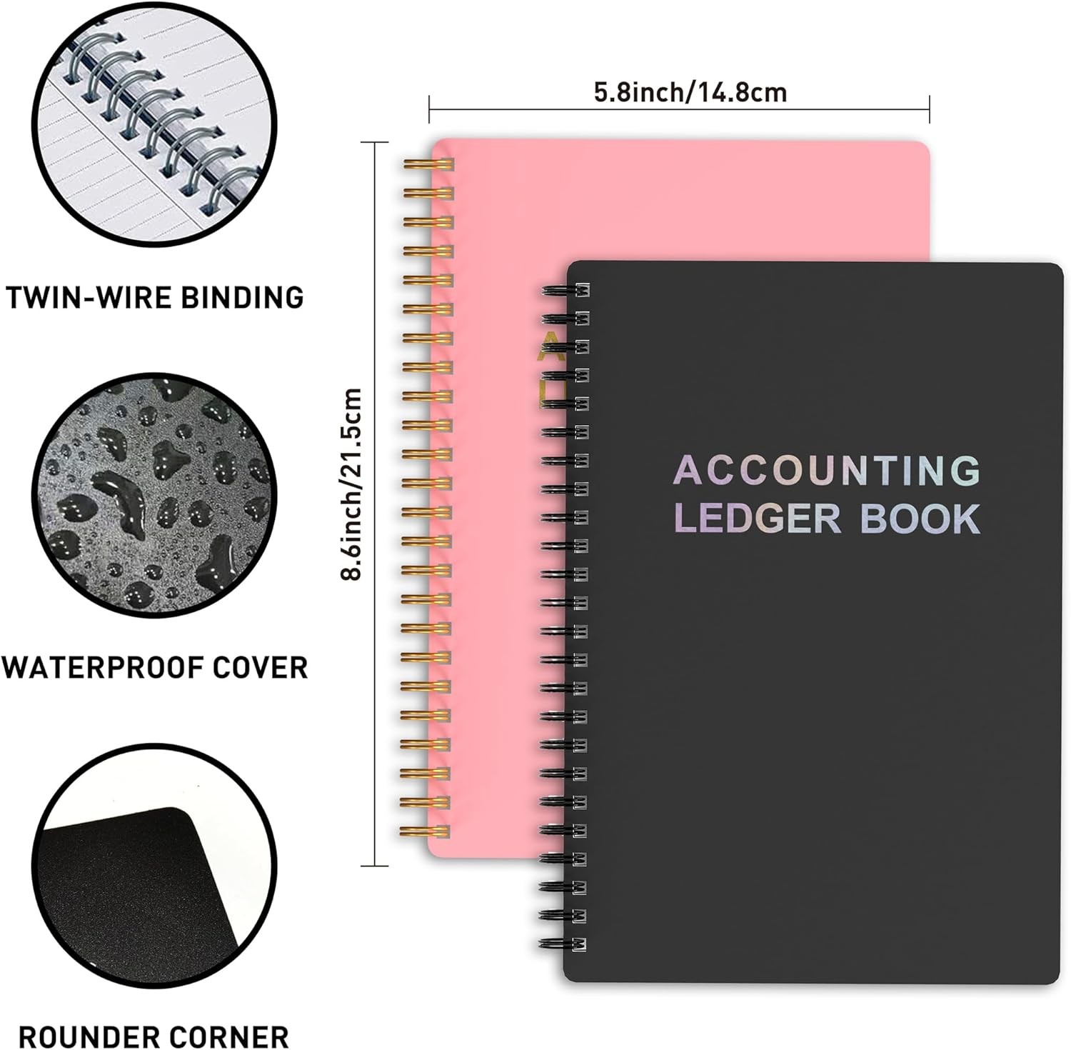 Accounting Ledger Book – A5 Check Register for Small Businesses & Personal Use,
