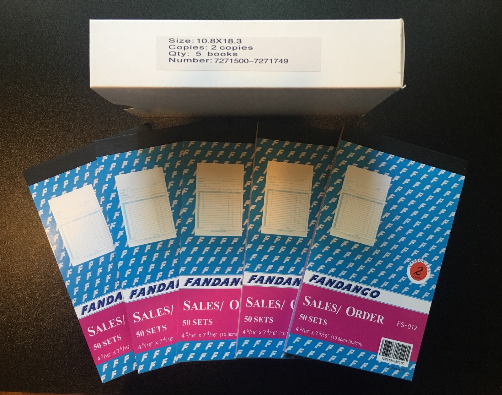 5 Pack: 2 part Carbonless Sales Order Books Receipt Form Invoice 50 Set 4.5×7.5