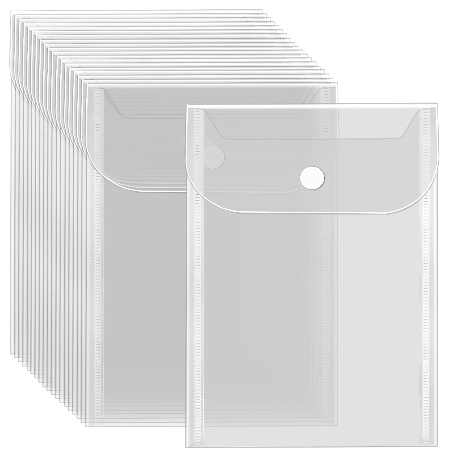 Vmiapxo 20 Pcs Small Plastic Envelopes with Snap 5″ x 7″, Transparent