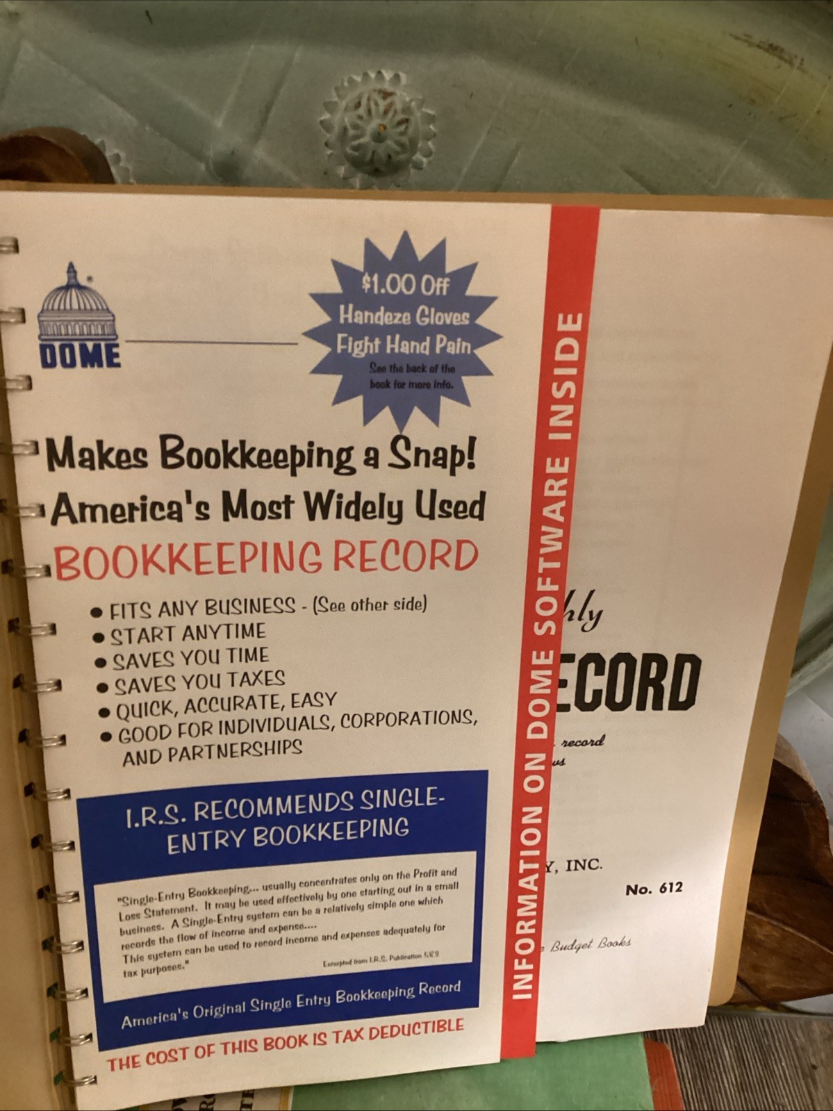 DOME Simplified Monthly Bookkeeping Record Book 2005 Spiral Bound New Old Stock