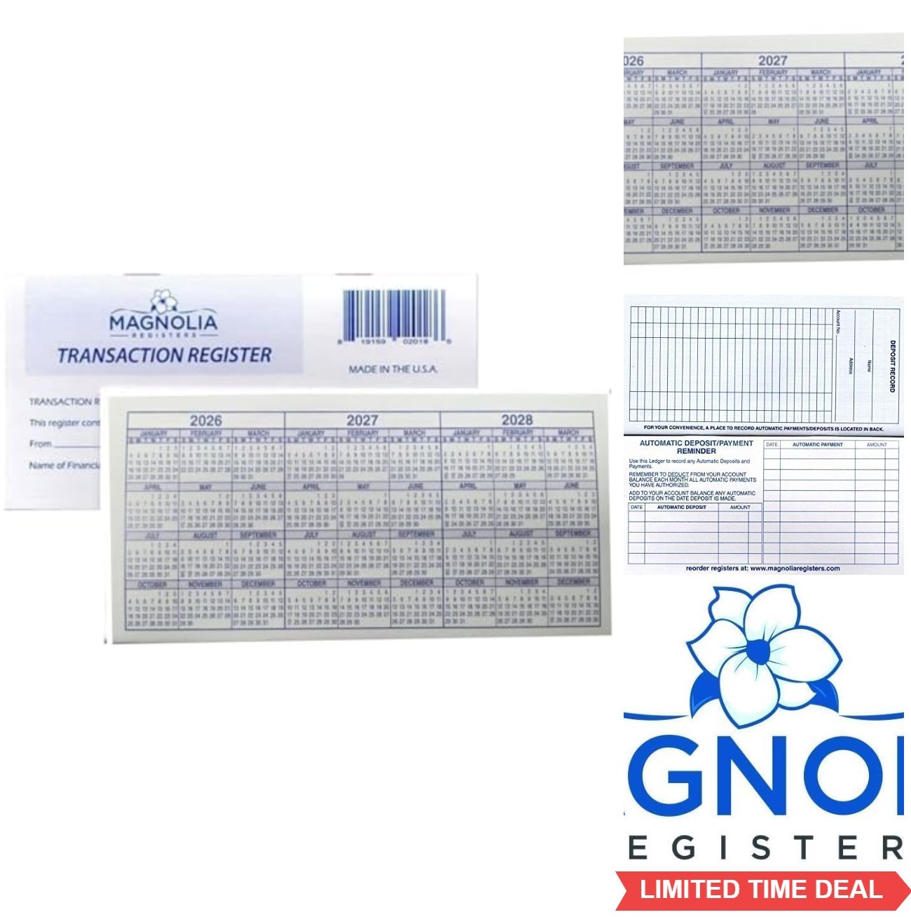 12 Checkbook Transaction Registers 6×3 Inches With 26-27-28 Calendars For