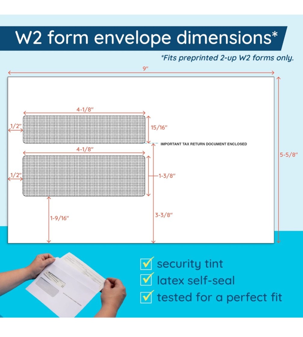 Blue Summit W2 Forms 2025 with Envelopes, 6 Part W-2 Tax 2025, 50 White