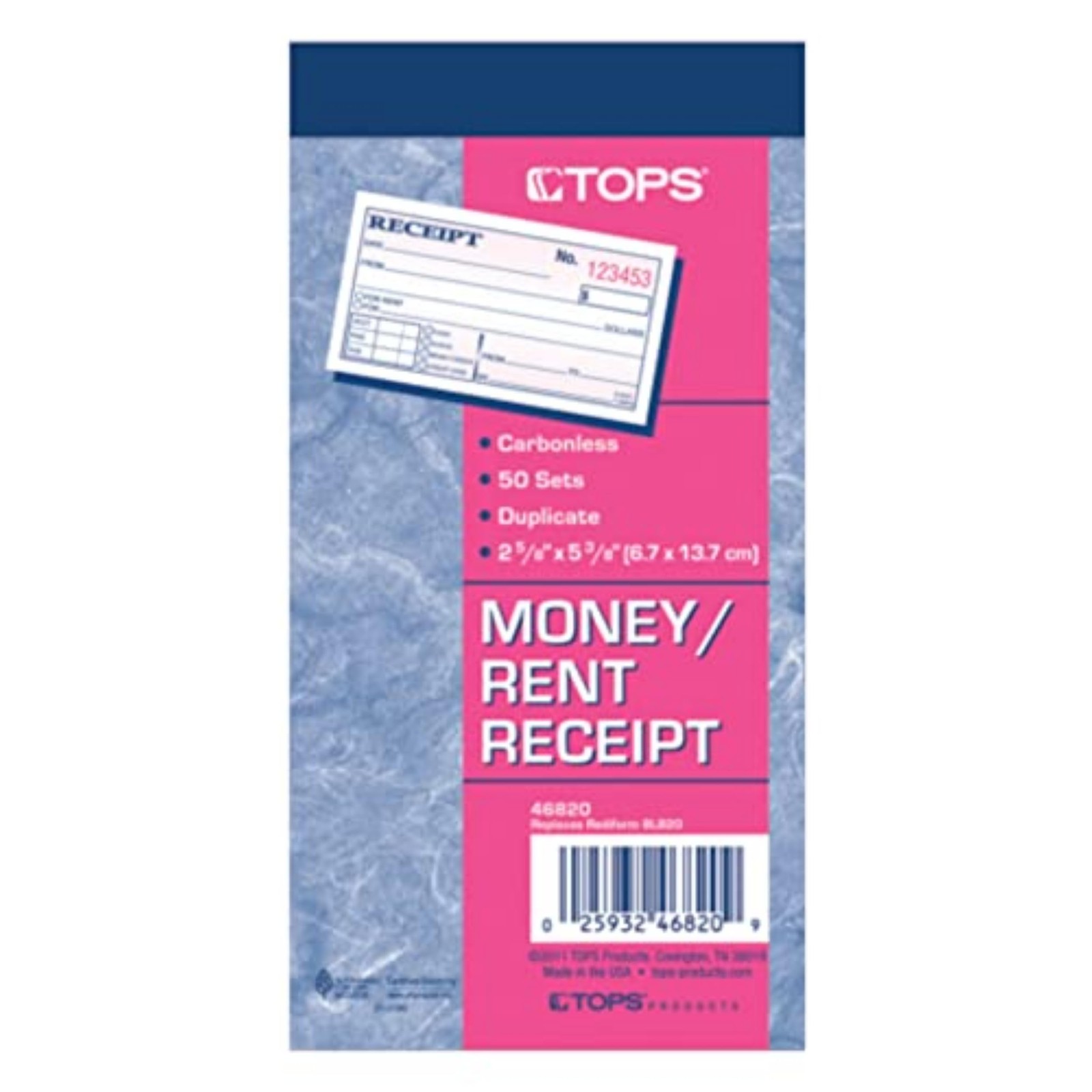 TOPS Money Receipt Book, 2-Part, Carbonless, 2 5/8 x 5 3/8 Inches, 50 Sheets,…