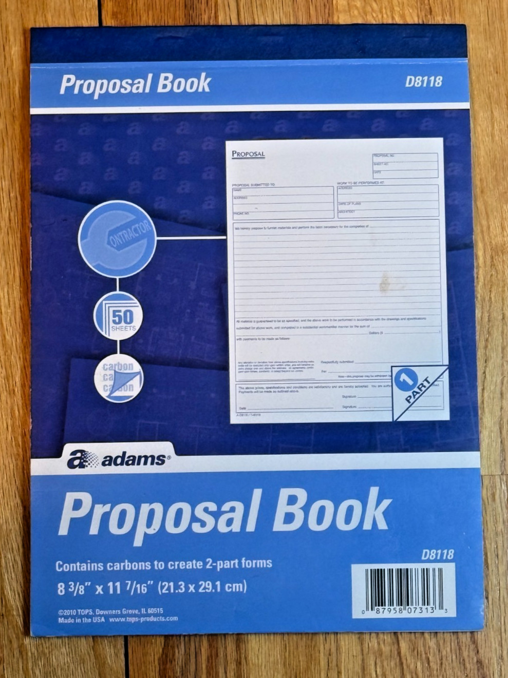 Adams Proposal Book, 2-Part, Contains Carbon, 8 3/8 x 11 7/16 Inches D8118